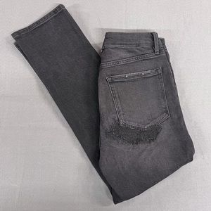 Good American Good Classic High Rise Distressed Black Denim Jeans Women's 8/29
